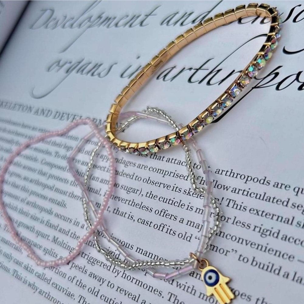 3pcs Bohemian Style Evil Eye & Hamsa Hand Charm Bracelets